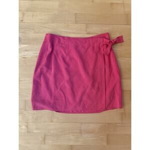 VTG Express Silk Pink Wrap Mini Skirt M